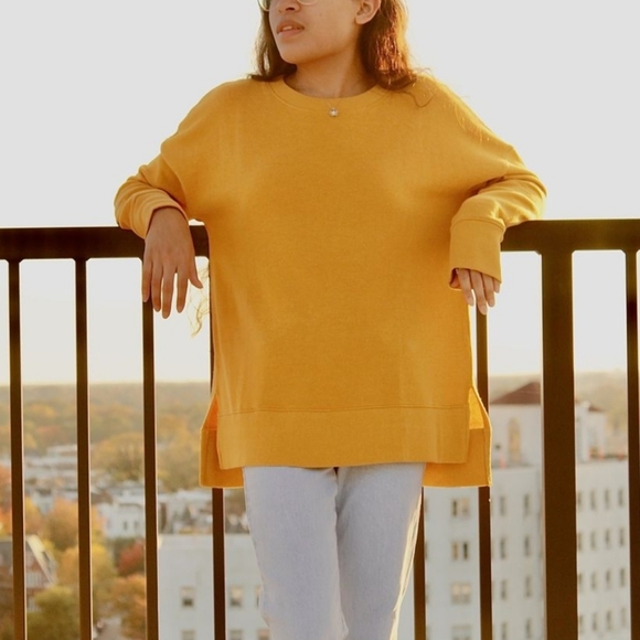 NATURAL LIFE Tops - Natural Life Oversized Fleece Tunic with Side Slits Mustard Yellow OS Sizing